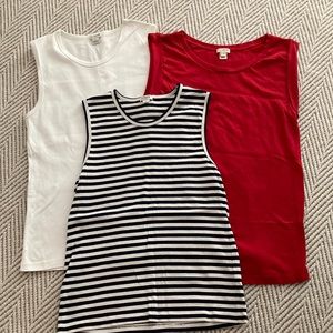 Three J. Crew tanks - red, white and stripes!